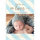 Light Blue Stripe Love Photo Birth Announcements Image 6 of 6